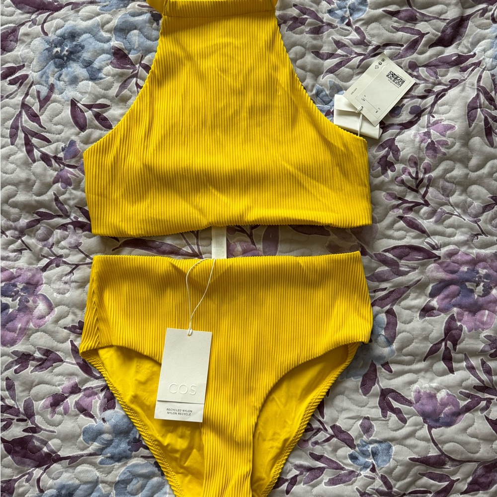 COS Vibrant Yellow Ribbed Swimwear